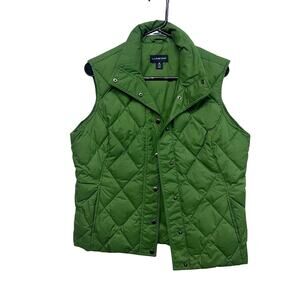Lands' End Green Down Puffer Vest M Quilted Outdoor Core Preppy Quiet Luxury